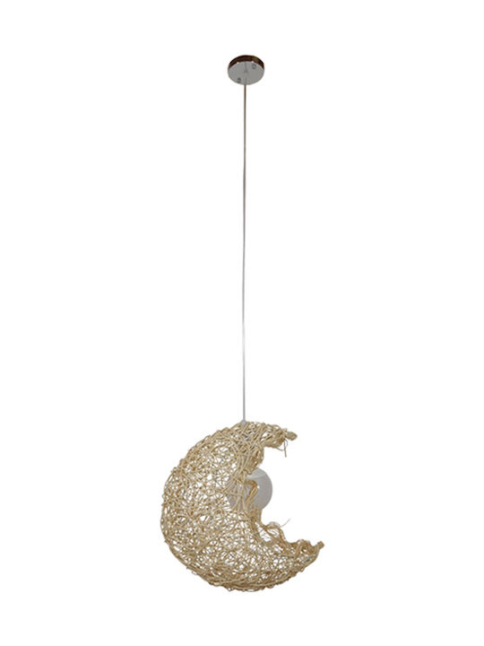 GloboStar Crescent Hängelampe Beige Glocke mit Fassung E27 30x20x35cm.