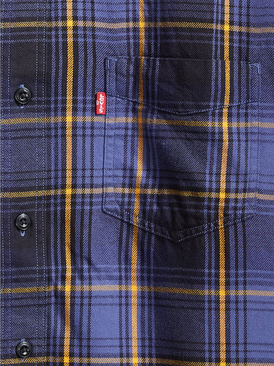 Sunset 1 Pocket Long-sleeved Cotton Shirt Checked Purple