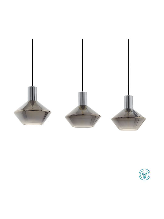 Eglo Ponzano Pendant Light Three-Light Bell for Socket E27 Black