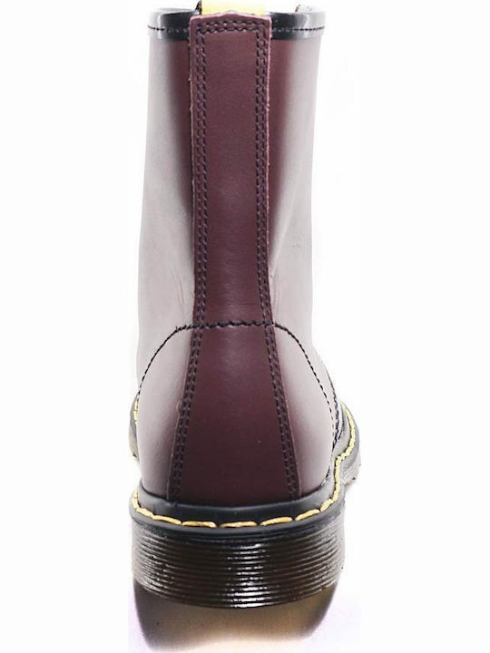Leather Women's Ankle Boots Burgundy