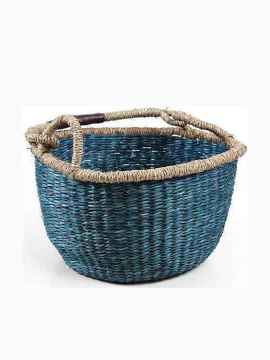 Soulworks Decorative Basket Wicker with Handles Blue-Natural 20x20x14cm