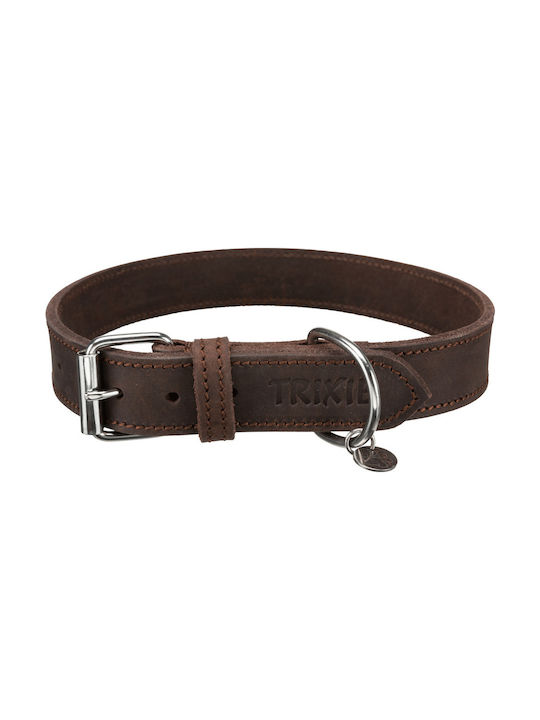 Trixie Rustic Dog Collar Leather In Brown Colour Large 30mm x 48 - 56cm