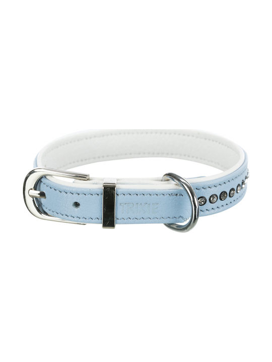 Trixie Active Comfort Dog Collar Leather in Blue color with Rhinestones Small / XSmall 12mm x 20 - 24cm