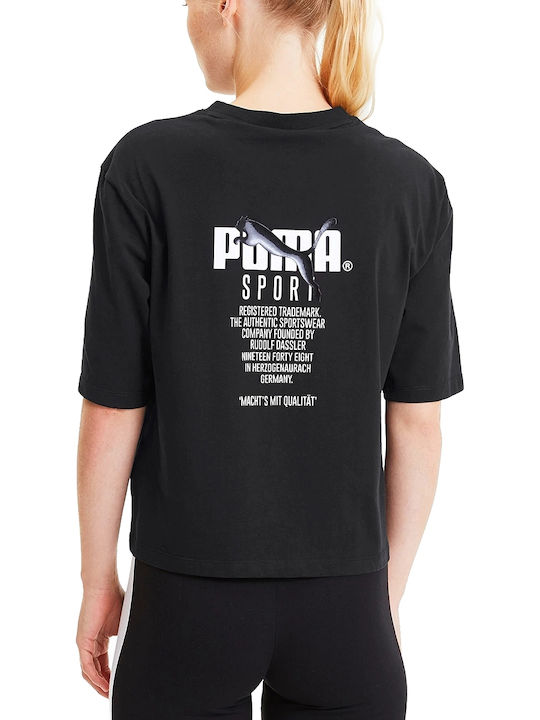 Puma Femeie Sport Supradimensionat Tricou Negru
