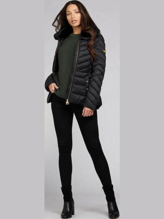 Women's Short Puffer Jacket for Winter Black