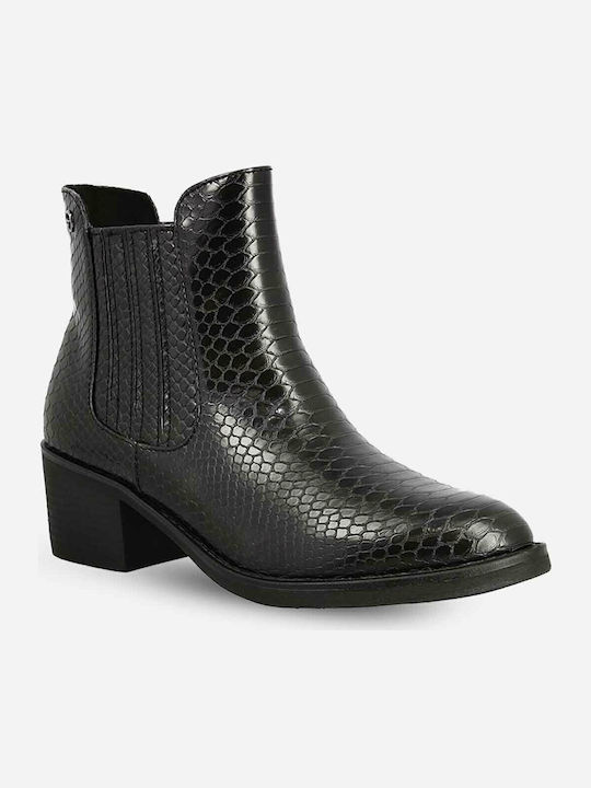 Damen Chelsea Stiefeletten mit mittlerem Absatz Schwarz