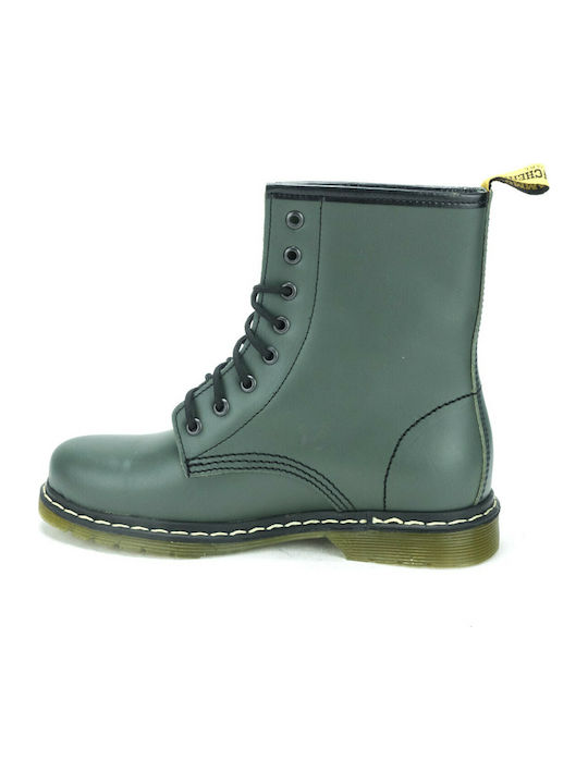 Leather Women's Ankle Boots Khaki