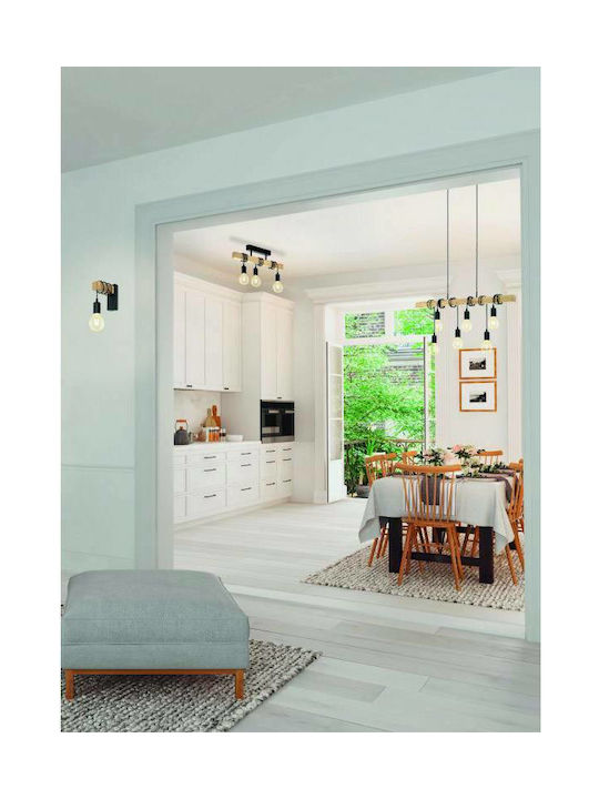 Eglo Townshend Pendant Light Black Rail with Socket E27 55x26.5x26.5cm