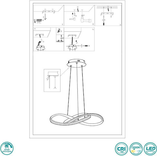 Wofi Salo Pendant Light White 45cm