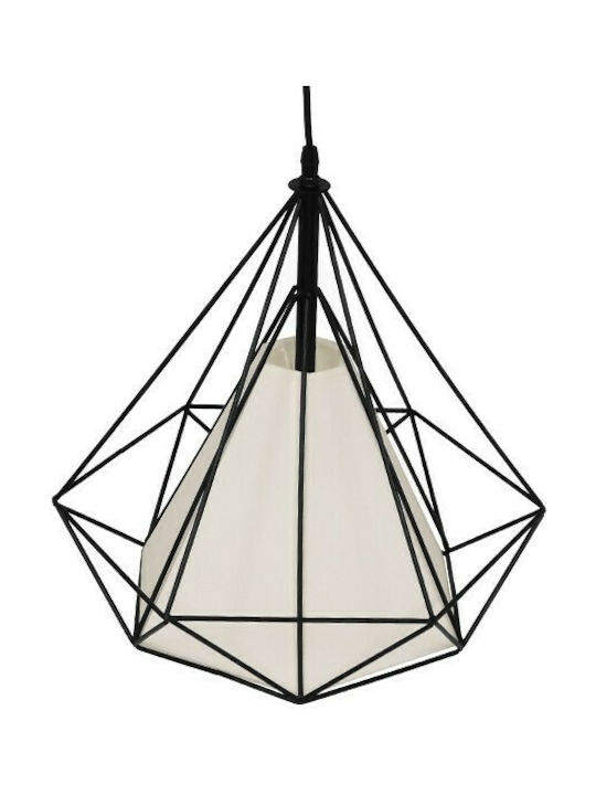 GloboStar Kairi Hängelampe Schwarz Raster mit Fassung E27 38x39cm.