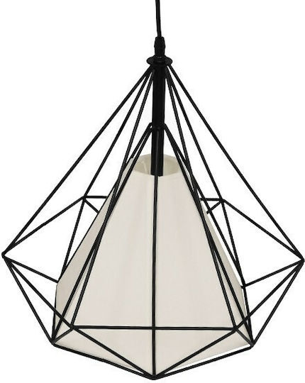 GloboStar Kairi Hängelampe Schwarz Raster mit Fassung E27 38x39cm.
