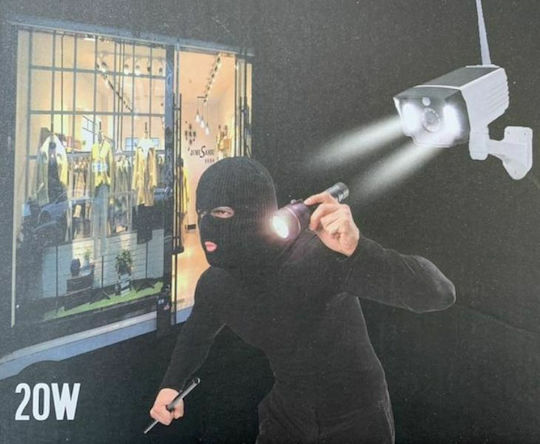 T-28 Solar Dummy Surveillance Bullet Camera with LED Lighting White