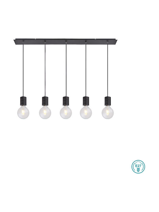 Globo Lighting Hermine Pendant Light Black Rail for 5 Bulbs E27 10cm