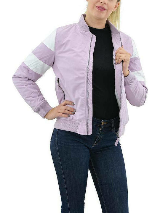 Κοντό Γυναικείο Bomber Jacket Λιλά