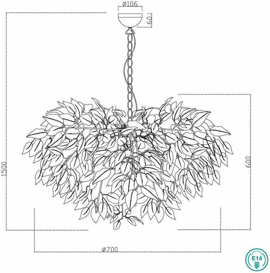 Trio Lighting Κρεμαστό Φωτιστικό Λευκό Καμπάνα με Ντουί E14 70x150εκ.