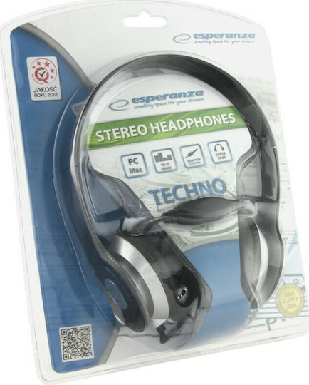 Esperanza EH145 Techno Wired On Ear Headphones Black