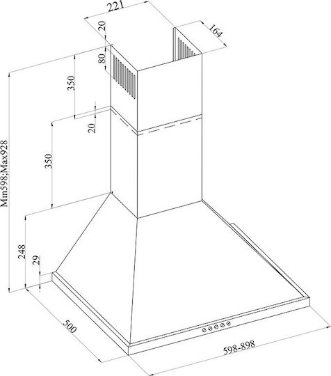 Davoline KOS HPC Chimney Vent Hood 90cm Inox