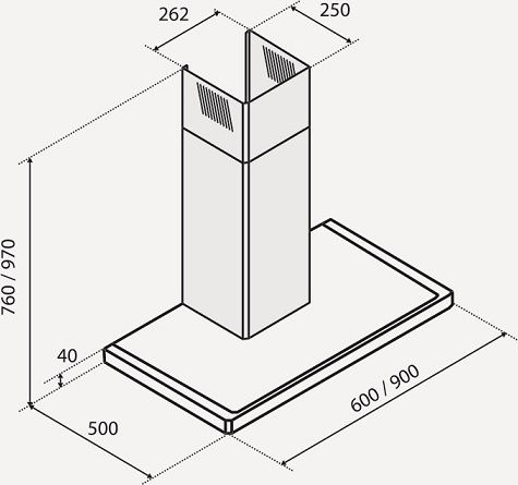Davoline TAU HPA Chimney Vent Hood 90cm Black
