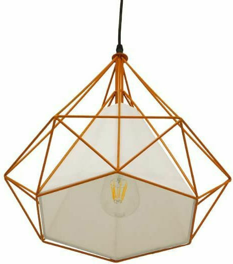 GloboStar Kairi Hängelampe Orange Raster mit Fassung E27 38x38x39cm.