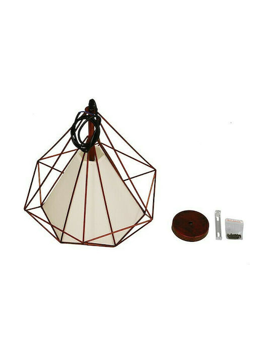 GloboStar Kairi Pendant Light Brown Grid with Socket E27 38x38x39cm