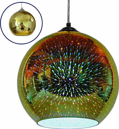 GloboStar Saturn Κρεμαστό Φωτιστικό Χρυσό με Ντουί E27 25x22εκ.