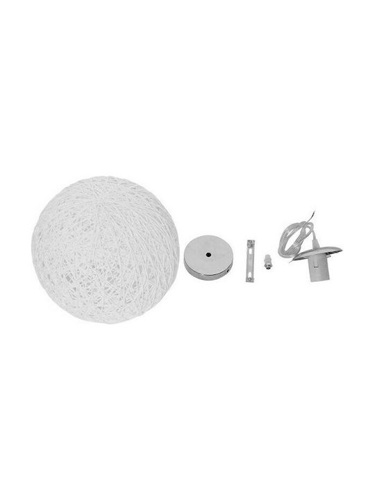 GloboStar Rattan Pendant Light White with Socket E27 22x22x20cm