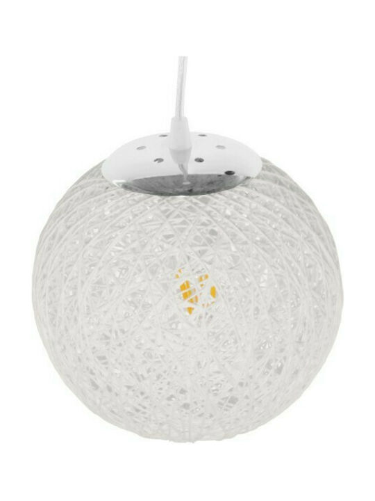 GloboStar Rattan Pendant Light White with Socket E27 22x22x20cm