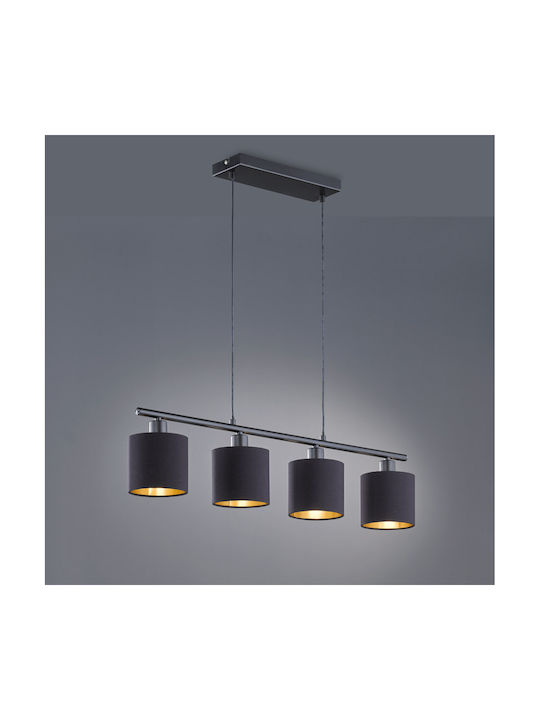 Trio Lighting Tommy Adjustable Black Ceiling Light Rail For 4 Bulbs E14 75x12x150cm