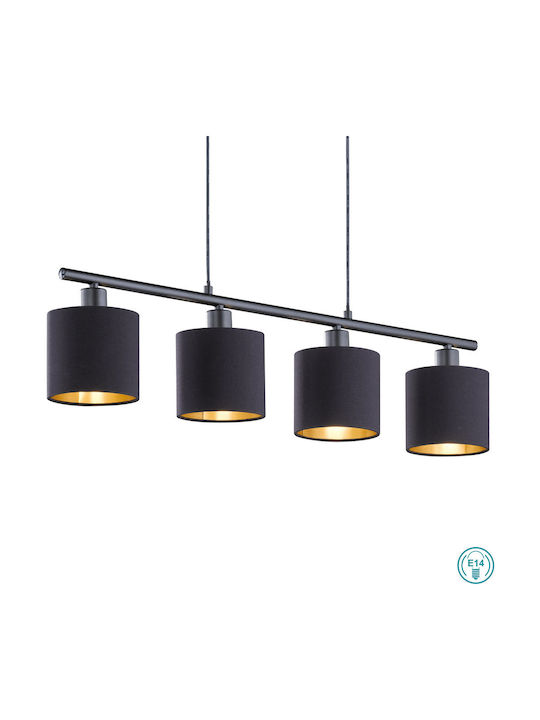 Trio Lighting Tommy Adjustable Black Ceiling Light Rail For 4 Bulbs E14 75x12x150cm