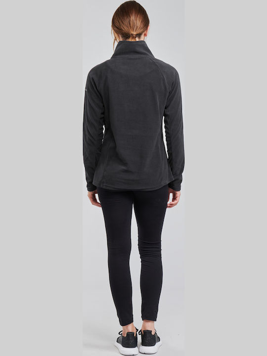 Glacial IV Women's Blouse Fleece Long Sleeve with Zipper Black