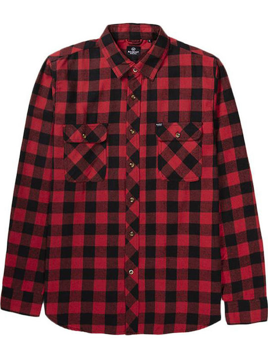 Men's Long Sleeve Checked Burgundy Shirt
