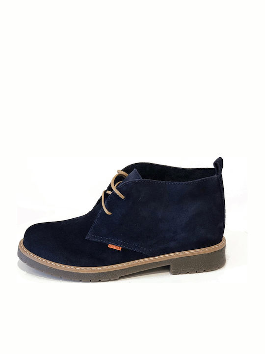 Suede Women's Ankle Boots Navy Blue