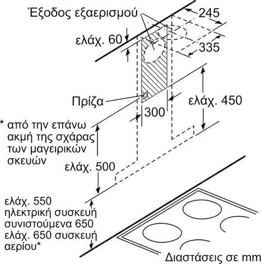Bosch Απορροφητήρας Καμινάδα 90cm Inox