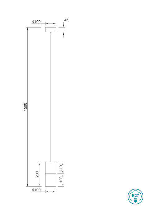Trio Lighting Robin Adjustable Pendant Light Black with Socket E27 10x23x150cm