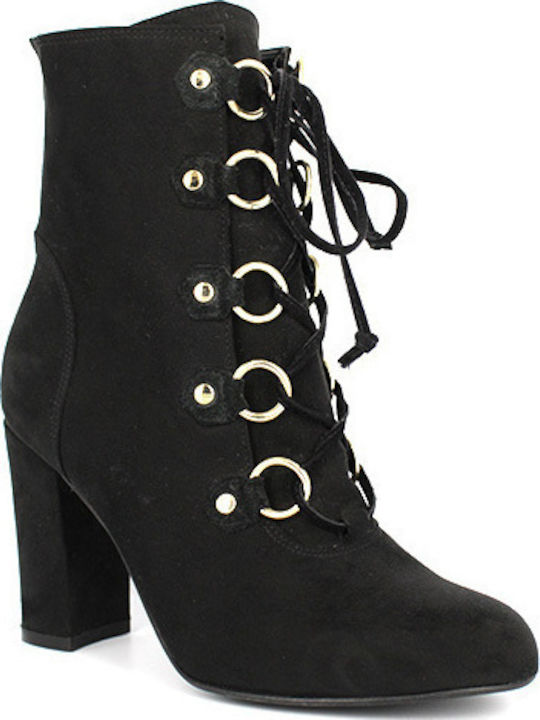 Leder Stiefeletten Damen Schwarz