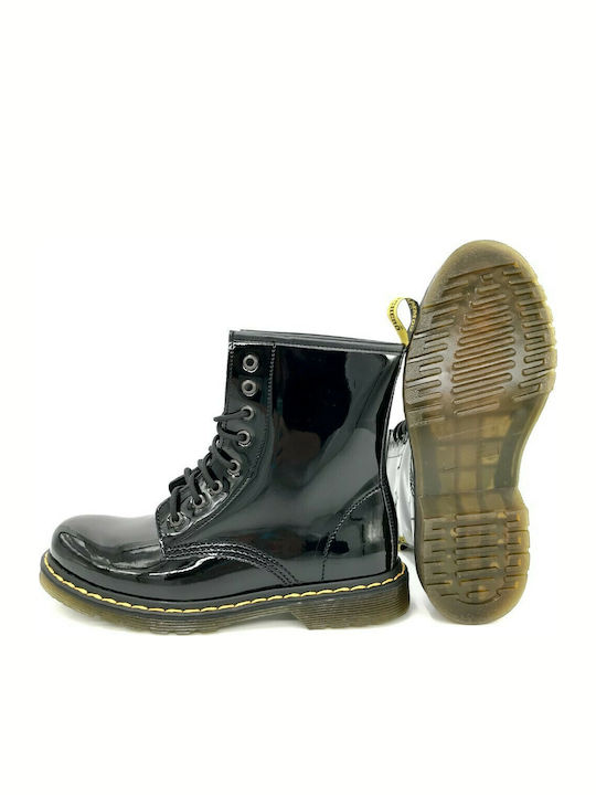 Women's Patent Leather Ankle Boots Black