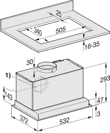Miele DA 2558 Ventilation Mechanism 53.2cm Inox