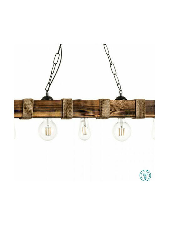 Inlight Pendant Light Brown Rail for 5 Bulbs E27 90x90cm