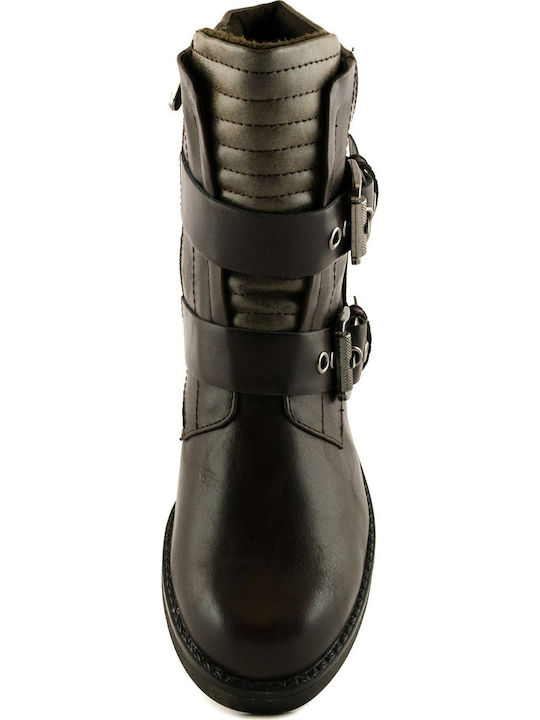 Ghete dama Biker Culoare Full Face Maro