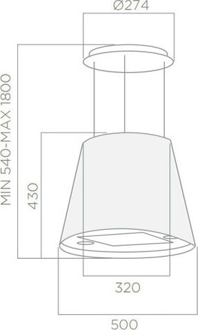 Elica Juno BL/F/50 Απορροφητήρας Νησίδα Ανακύκλωσης 50cm Μαύρος