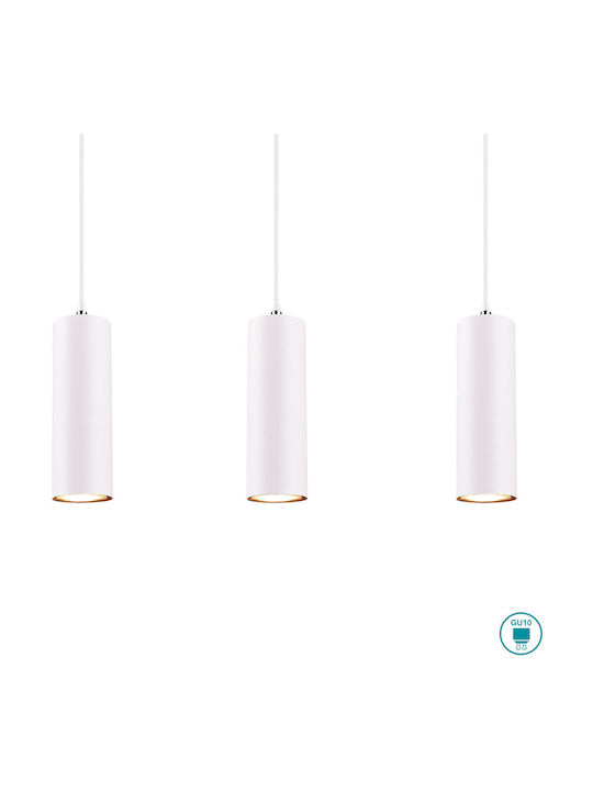 Trio Lighting Marley Ρυθμιζόμενο Κρεμαστό Φωτιστικό Λευκό Ράγα για 4 Λαμπτήρες GU10 75εκ.