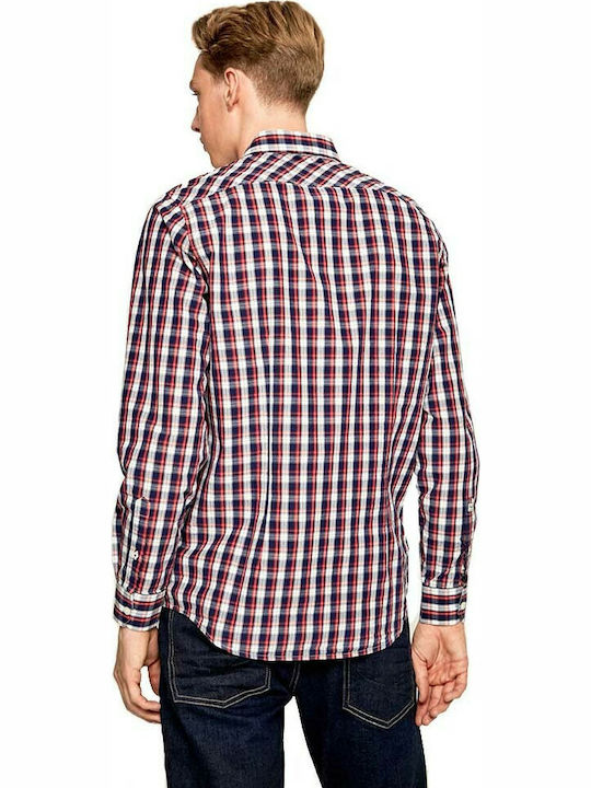 Pepe Jeans Finnley Men's Shirt Long Sleeve Cotton Checked Red