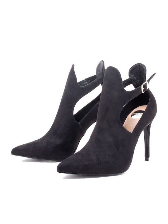 Jessica 920 Suede Γυναικεία Μποτάκια με Ψηλό Τακούνι Μαύρα