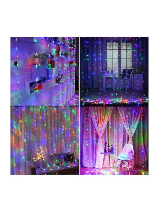 300 Lights LED 3m. x 300cm Multicolor type Curtain 1pcs