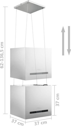 vidaXL Island Vent Hood 37cm Inox