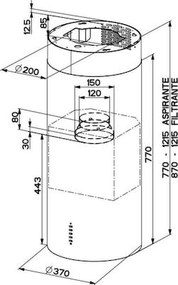 Faber CYLIND I.EVO PLUS WH GLOSS A37 Απορροφητήρας Νησίδα 37cm Λευκός