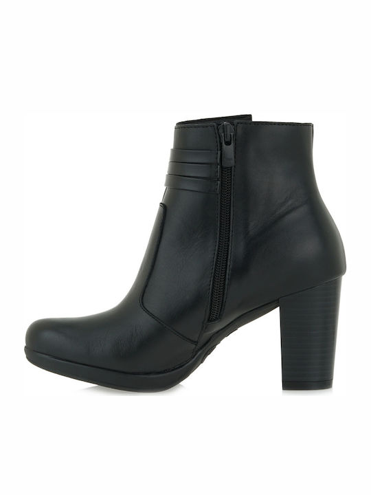 Leder Stiefeletten Damen Schwarz