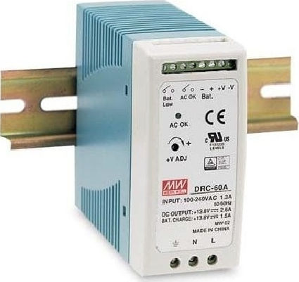 Mean Well Τροφοδοτικό Ράγας UPS DRC-60B με Έξοδο 27.6V και Ισχύ 60W 2.15A