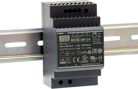 Mean Well HDR60-12 DIN Rail Power Supply 4.5A/12V/54W