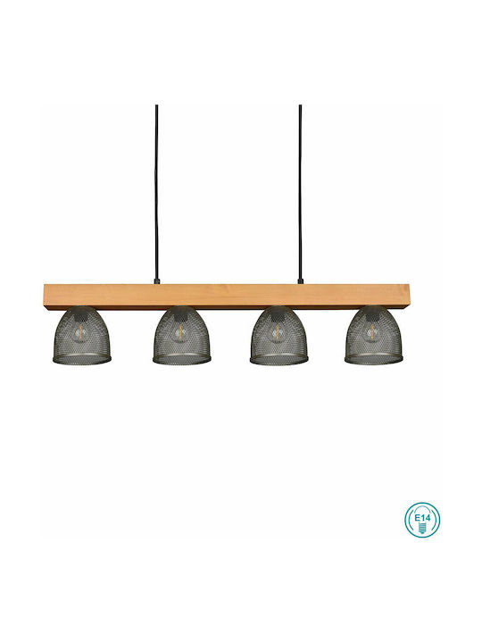 Trio Lighting Cestino Ρυθμιζόμενο Κρεμαστό Φωτιστικό Ασημί Ράγα για 4 Λαμπτήρες E14 75x150εκ.